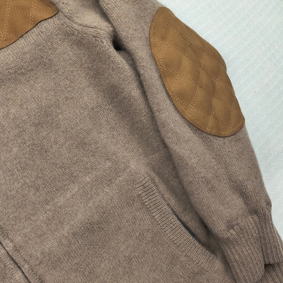 Duluth Trading Mens XL Shetland Wool Full Zip Hooded Sweater Brown Quilted Trim - Picture 9 of 11